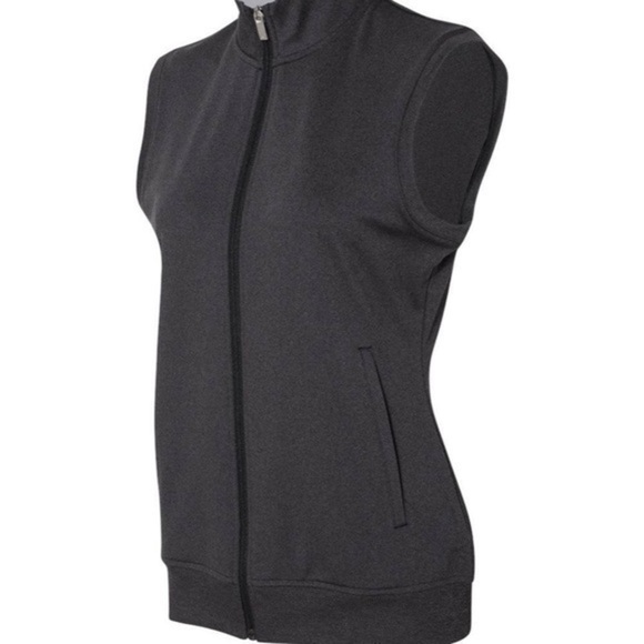 NWT Adidas club vest full zip black Heather fleece - Picture 3 of 9